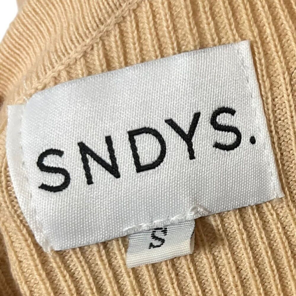 SNDYS Lucid Dress Ribbed Knit Midi Sleeveless Slit Sand Women’s Small Cotton - Picture 6 of 10